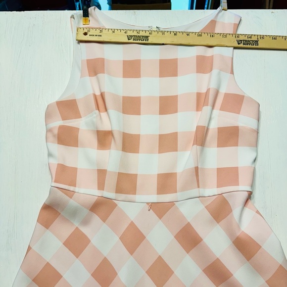 R&K Size 8P Pink Gingham Fit & Flare Dress Sleeveless Midi Checkered - Picture 2 of 8